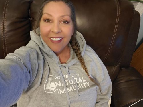 Customer photo review of Powered By Natural Immunity Hoodie