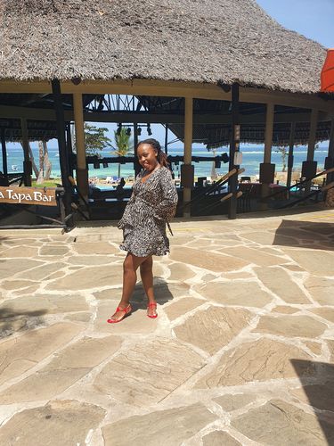 Customer photo review of Pixie Wrap Dress in BLACK