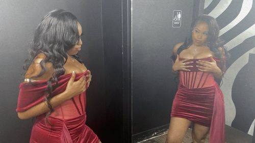 Customer photo review of Solid Color Off Shoulder Glamorous Ruched Irregular Mini Dress