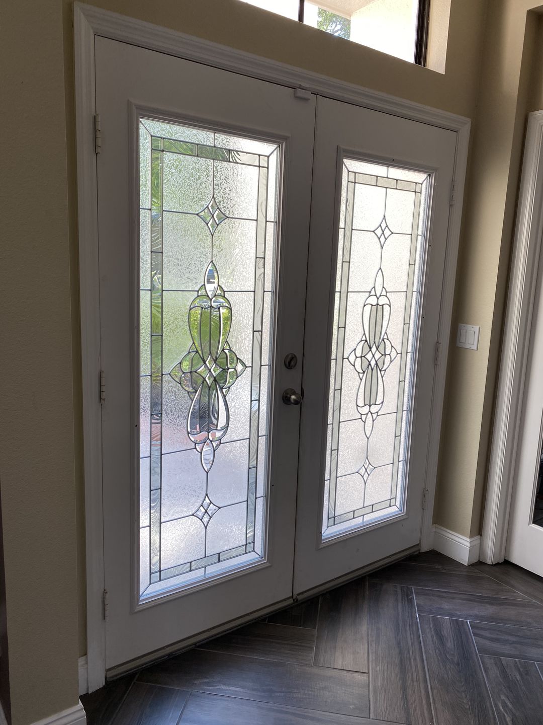 Customer photo review of Wexford Glass and Frame Kit (Full Lite 22" x 64" Glass Size)