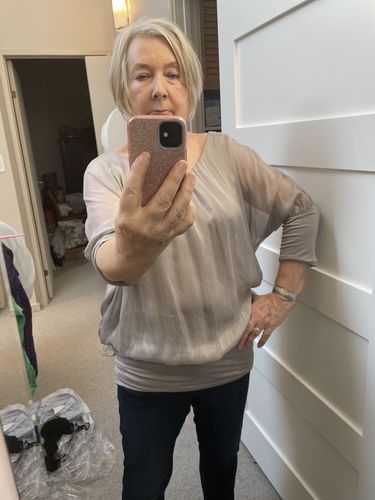 Customer photo review of Millie Silk Tunic (Taupe)