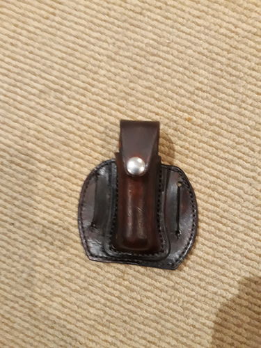 Customer photo review of No.87 | Leather Trapper Knife Sheath (Digital Pattern)