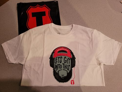 Customer photo review of "Let's Get Into This" Beard Edition T-Shirt