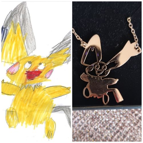 Customer photo review of LOANYA persönliche Kinderzeichnung als Halskette oder Anhänger