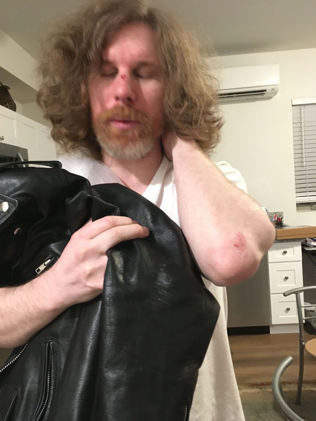 Customer photo review of "Perfect" Biker Style Classic Black Premium Heavy Leather Jacket