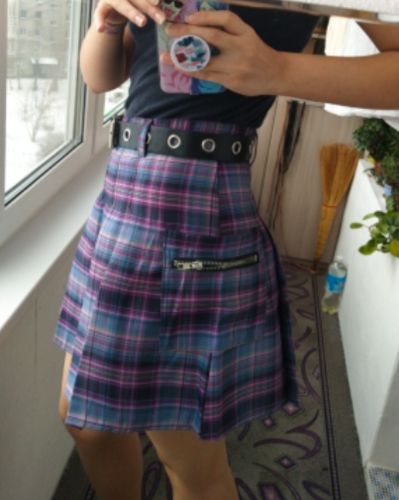Customer photo review of Plaid Mini Skirt Chain Chains