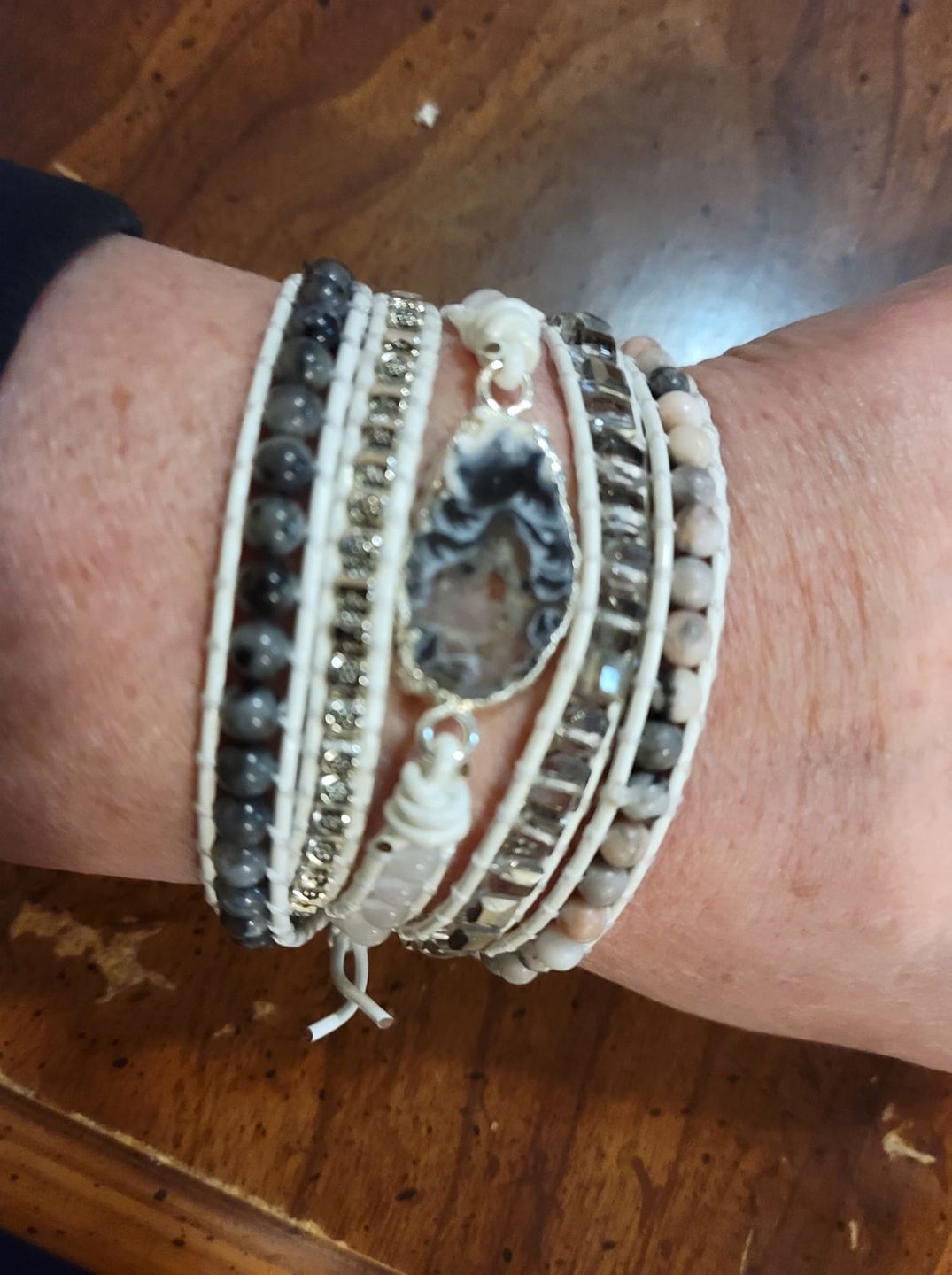 Customer photo review of Magical White Labradorite & Druzy Bracelet