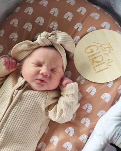 Customer photo review of Lovely Lettering Gender Announcement (Double Sided)