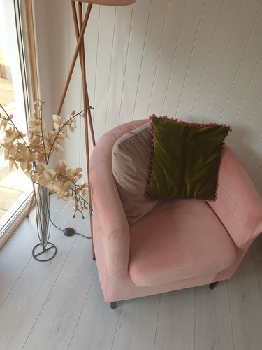 Customer photo review of Cabrexa Velvet Tub Chair Covers