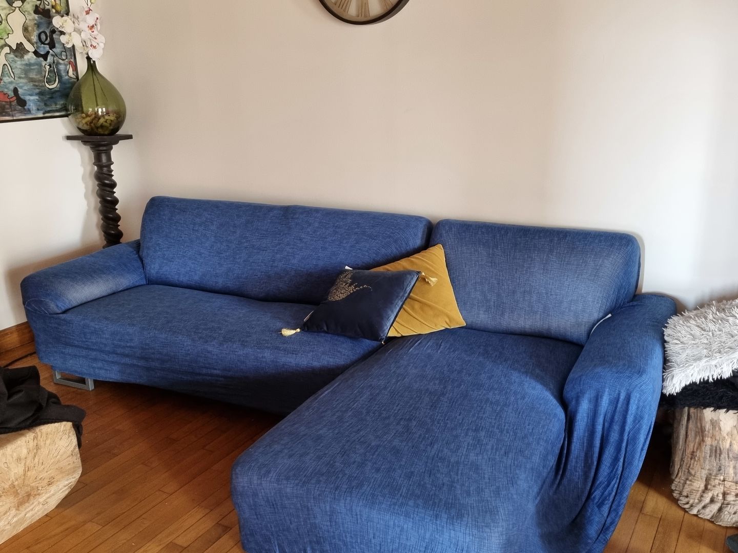 Customer photo review of Bleu - Housses Extensibles de Fauteuil et Canapé