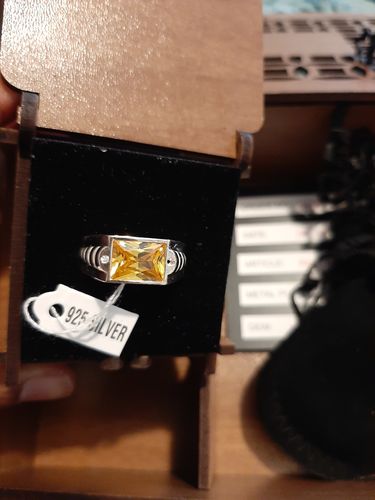 Customer photo review of Men's Yellow Gemstone Ring Diamonds and 3.40 ct Citrine in 925 Sterling Silver