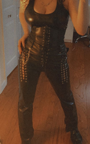 Customer photo review of Natalia Y2K Leather Lace-up Pants