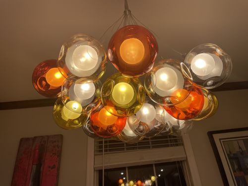 Customer photo review of Modern Multi-Color Cluster Bubble Chandelier