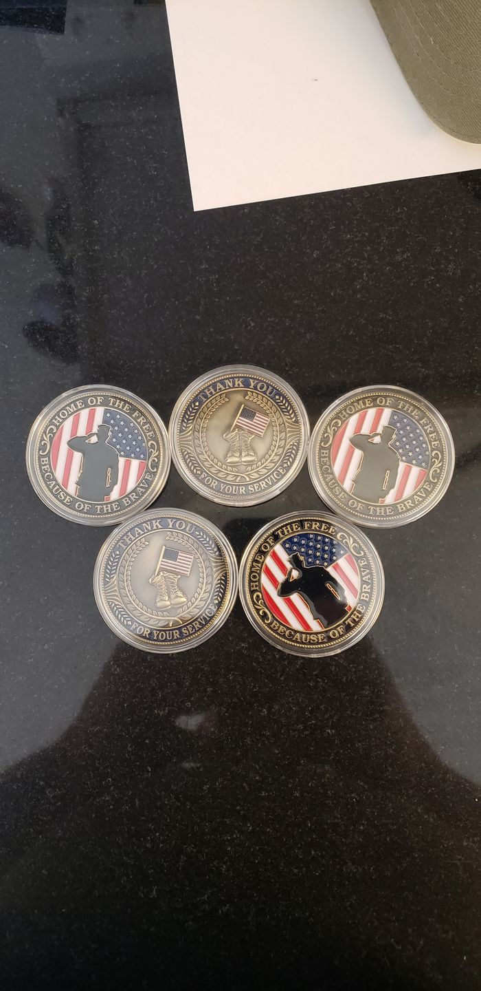 Customer photo review of Home of the Free - Thank You For Your Service Coin Bundle (5pcs)