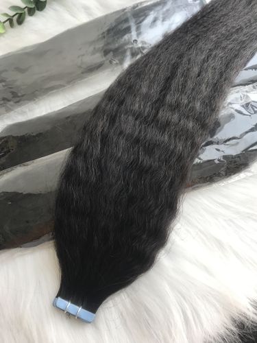 Customer photo review of Classic Tape In Hair Extensions Black Color Straight & Body Wave