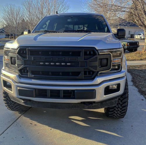 Customer photo review of Armor Grille w/Off-Road Lights, Replaceable Letters- Matte Black for 2018-2020 Ford F150