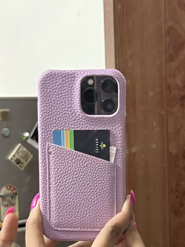 Customer photo review of Card Holder Leather Textured iPhone Case