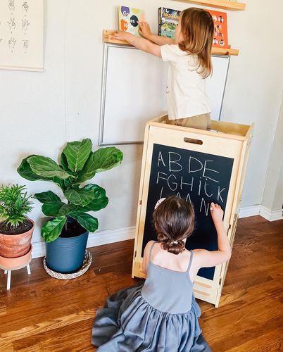 Customer photo review of Waldorf Play Tower with Slide & Chalkboard