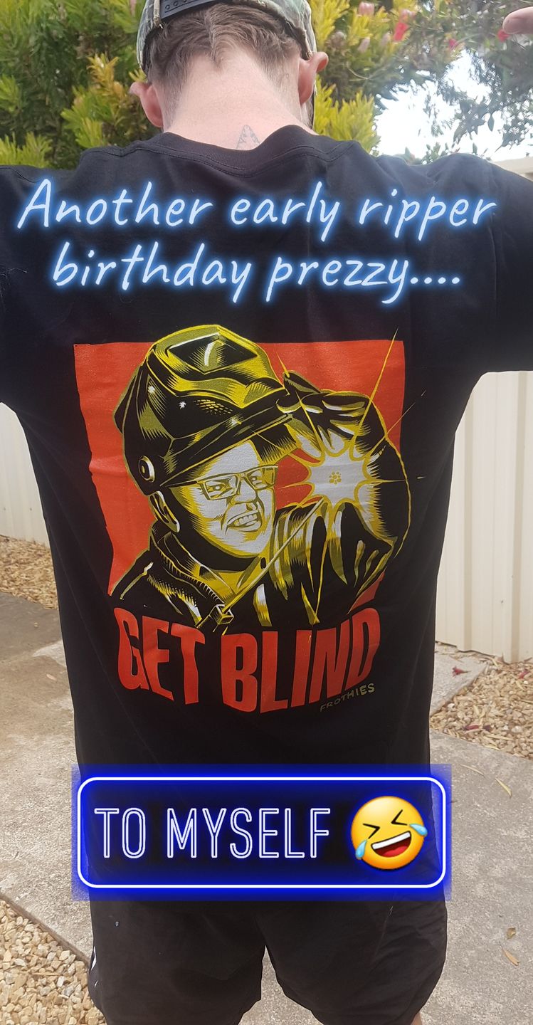 Customer photo review of Get Blind Tee