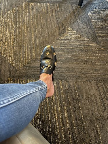 Customer photo review of Heart Metal Buckle Embroidery Pattern Mules