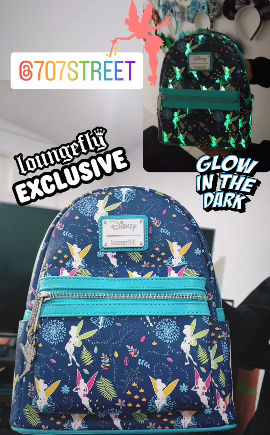 Customer photo review of 707 Street Exclusive - Disney Tinkerbell Glow in the Dark Allover Print Mini Backpack w/ Teal Straps - December Preorder