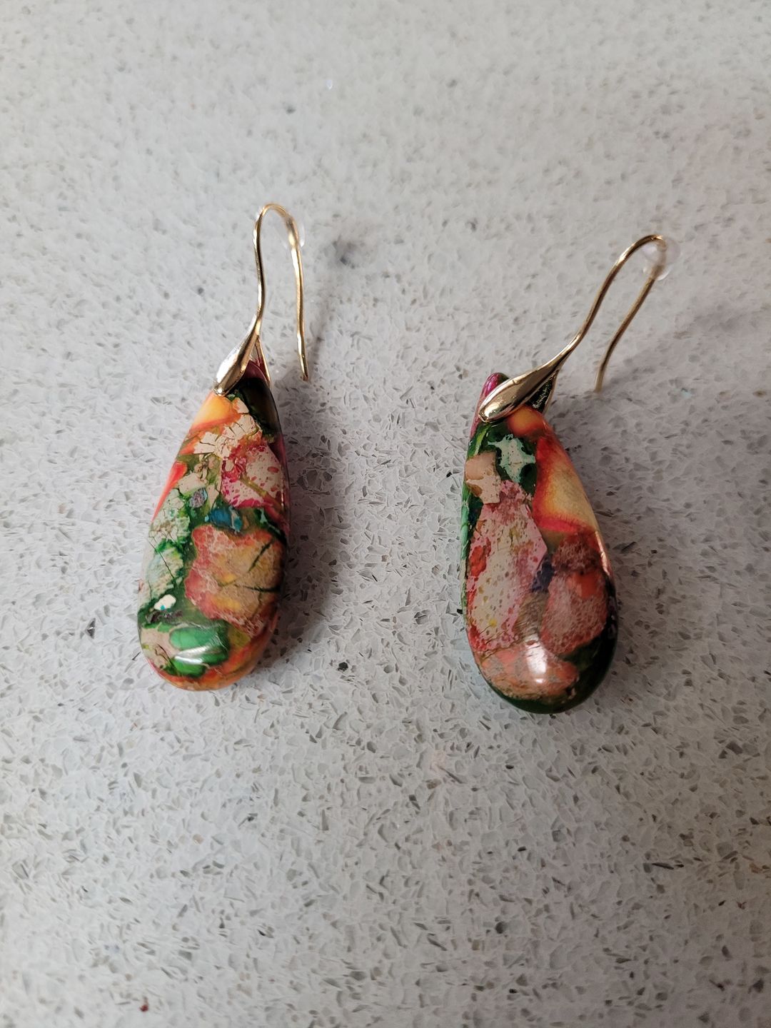 Customer photo review of Intense Jasper Teardrop Earrings