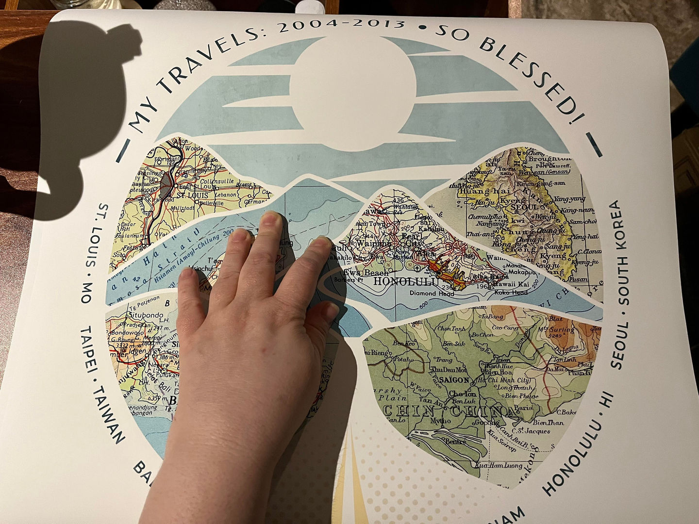Customer photo review of Personalized Wanderlust Roadtrip Map Print