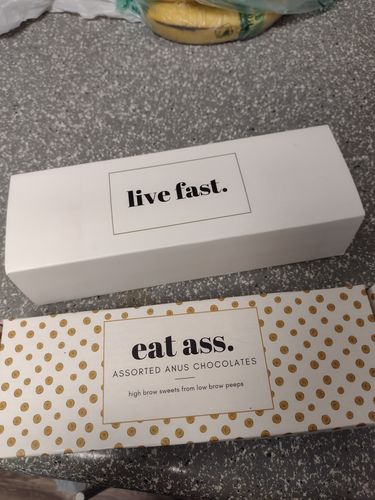 Customer photo review of Eat My Ass Chocolate Buttholes - A Sweet Treat