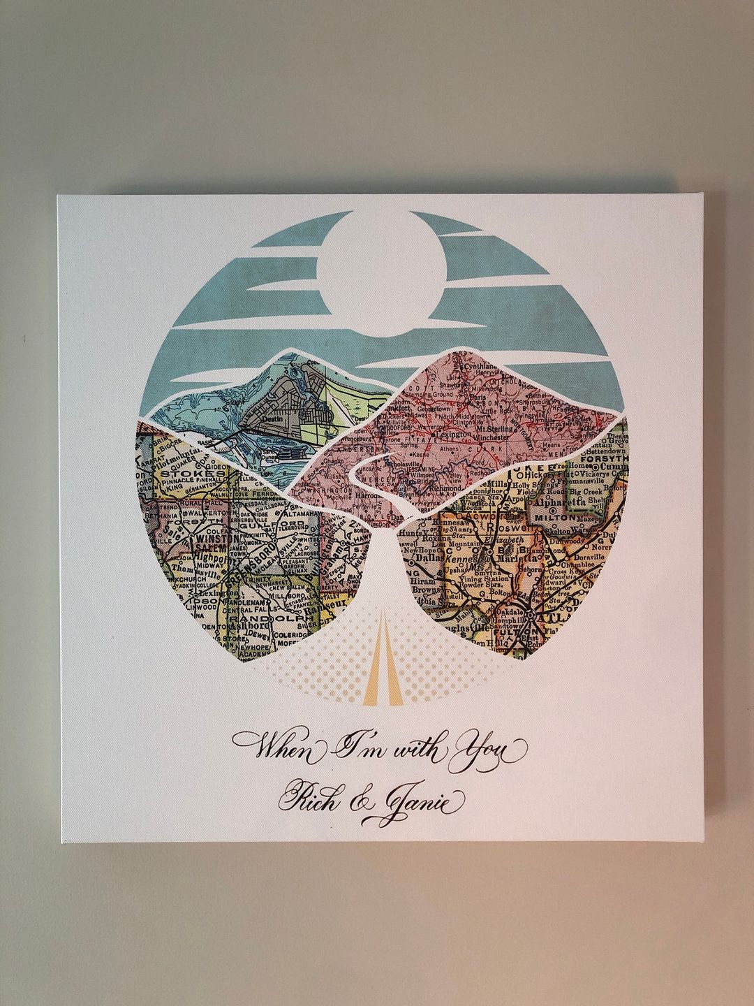Customer photo review of Personalized Wanderlust Roadtrip Map Print