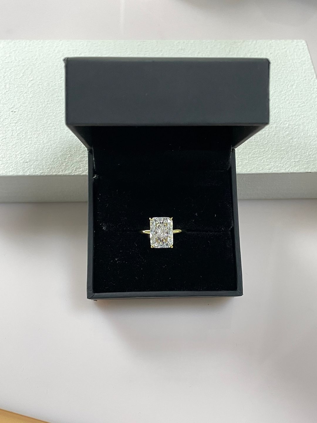 Customer photo review of S925 Classic 4.5 Carat Radiant Cut Simulated Diamond Engagement Ring/Wedding Set