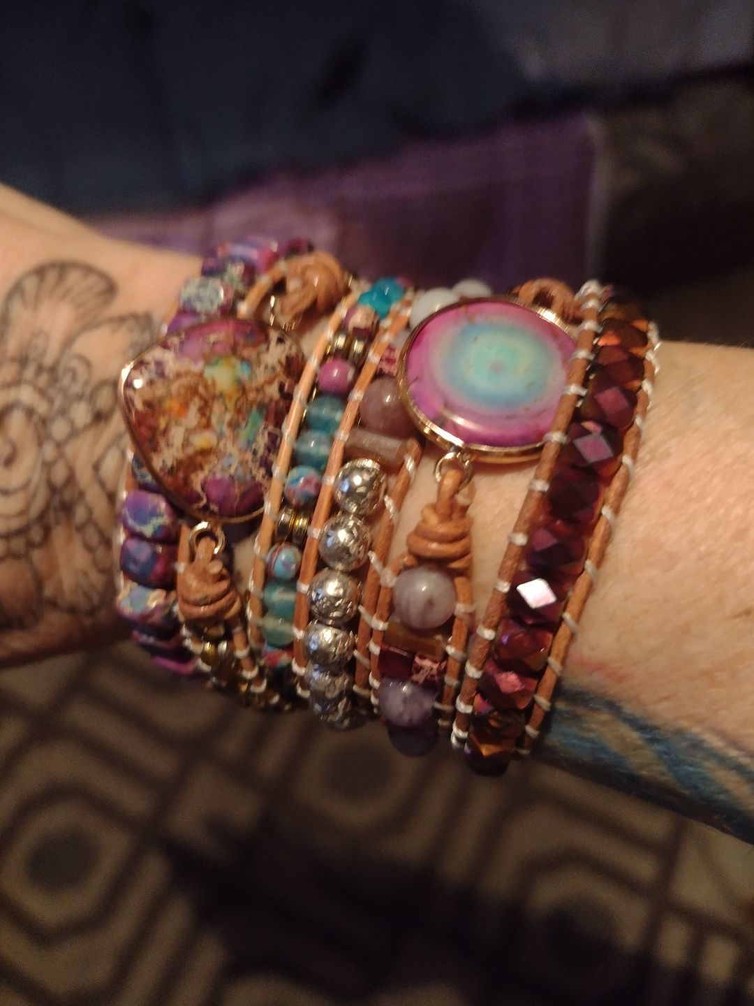 Customer photo review of Wanderlust Tie Dye Heart Bracelet
