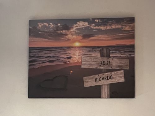 Customer photo review of Lienzo personalizado Corazon en la Playa
