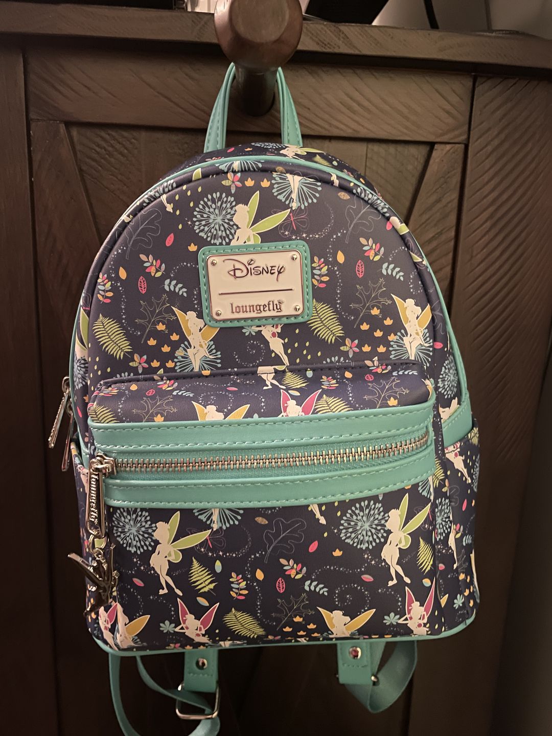 Customer photo review of 707 Street Exclusive - Disney Tinkerbell Glow in the Dark Allover Print Mini Backpack w/ Teal Straps - December Preorder