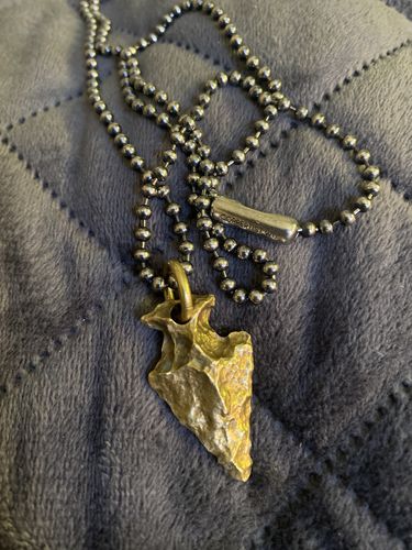 Customer photo review of Brass Spear Pendant