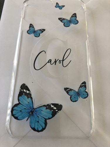 Customer photo review of Blue Butterflies with Initial and Name iPhone Case
