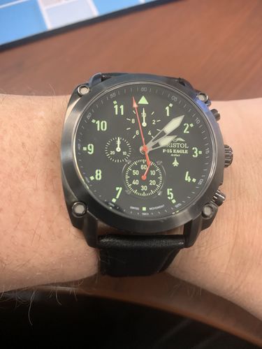 Customer photo review of F-15 Eagle Tribute - Gunmetal Finish, Leather Band