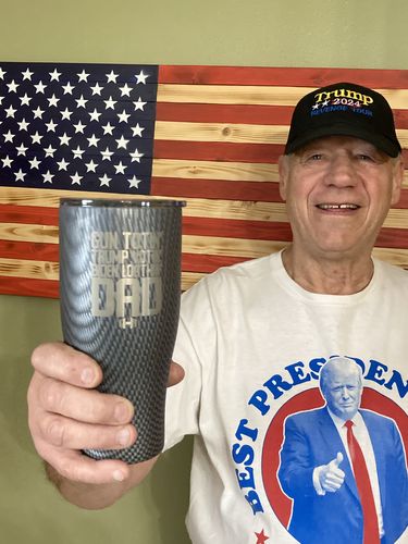 Customer photo review of $20 Special | Gun Totin' Dad Laser Etched Tumbler