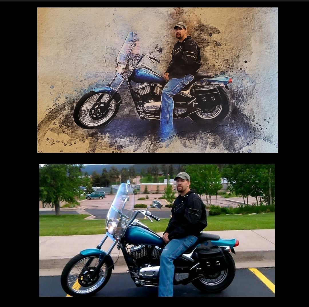 Customer photo review of Personalized Motocycle photo Painting