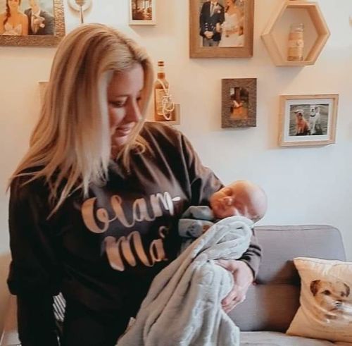 Customer photo review of Glam-Ma SCRIPT Grandma Steel Grey Sweater (MRK X)