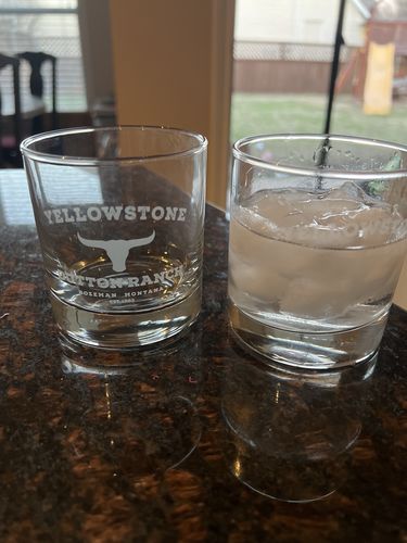 Customer photo review of Yellowstone Dutton Ranch Bozeman Montana - Old Fashioned Whiskey Rocks Bourbon Glass