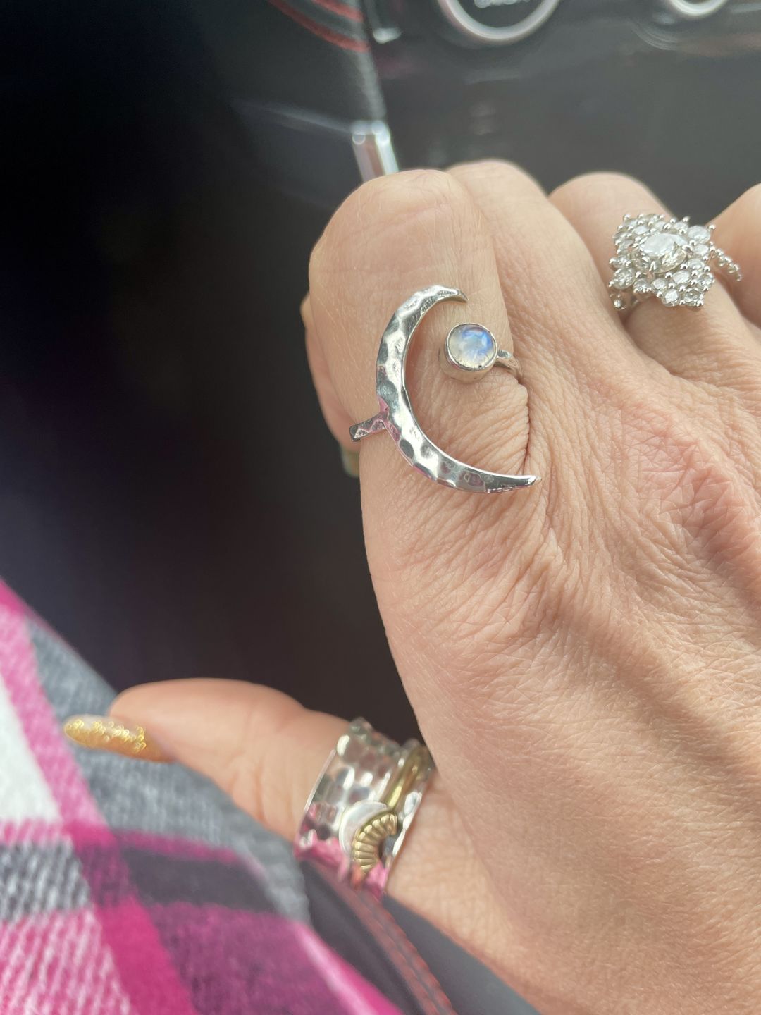 Customer photo review of Sterling Silver Crescent Moon Ring with Moonstone