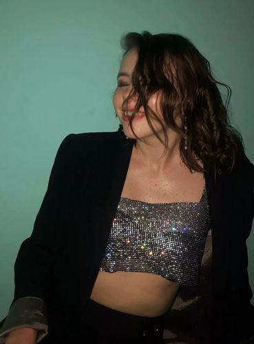 Customer photo review of Feelin' So Icy Rhinestone Top