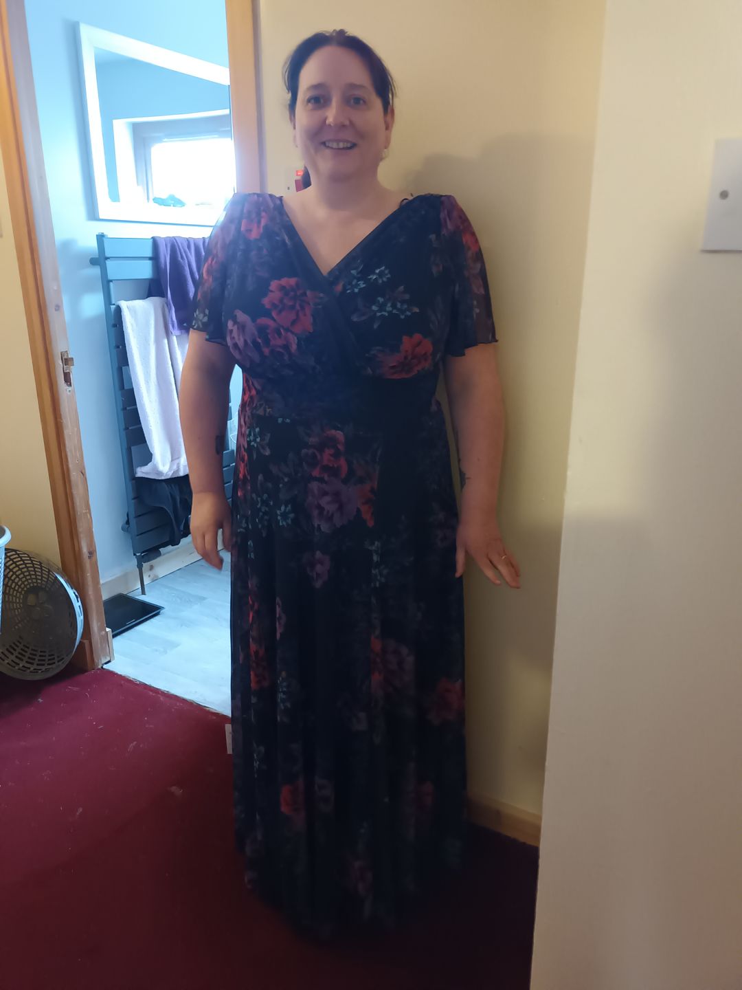 Customer photo review of Isabelle Navy Amethyst Float Sleeve Maxi Dress