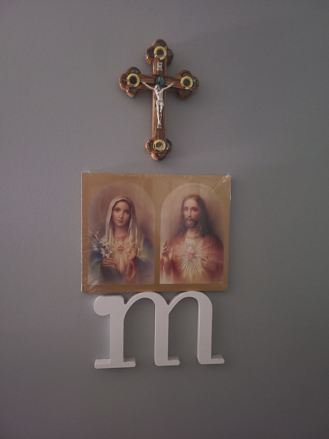 Customer photo review of Olive Wood Crucifix (Partially covered with Mother of Pearl) - Holy Land Crucifixes