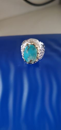 Customer photo review of Vintage Natural Persian Turquoise Ring | AlAliGems | S925 | Neyshabur Turquoise | US Size 10.25