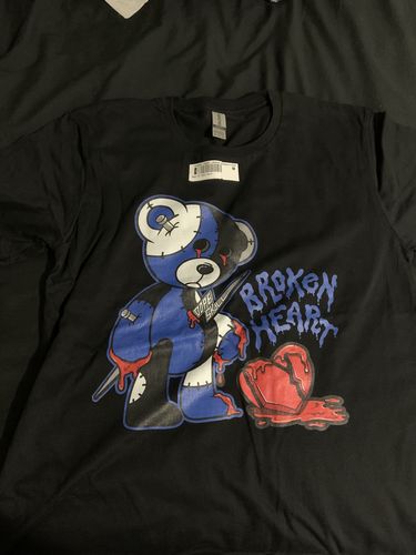 Customer photo review of Jordan 5 Racer Blue DopeSkill T-Shirt Broken Heart Graphic
