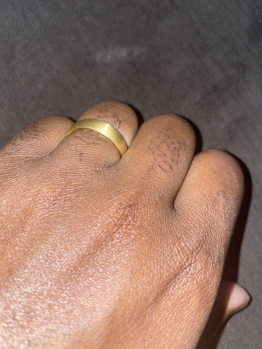Customer photo review of 8mm - Men's Tungsten Wedding Band, CZ Diamond Ring, Comfort Fit Ring, Yellow Gold Ring,