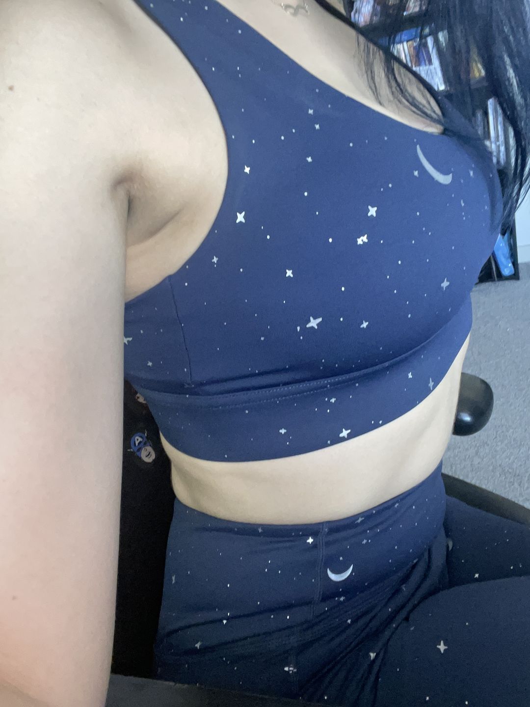 Customer photo review of Criss Cross Sports Bra - Navy Moons | MT SPORT