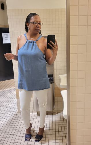 Customer photo review of Karinna Chambray Halter Top