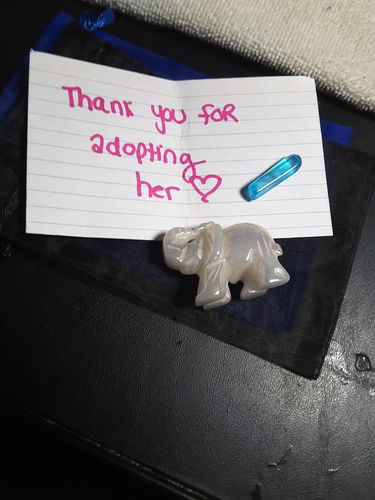Customer photo review of Aura Rose Quartz Elephant